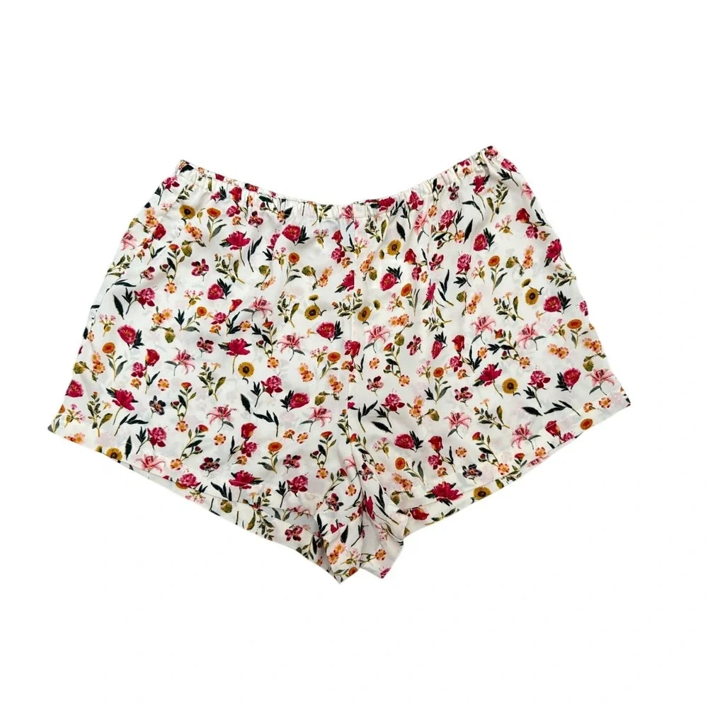 J. Crew Re-Imagined Floral Pajama‎ Satin Shorts Cream Small